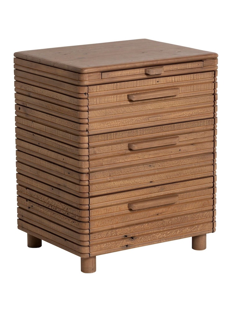 Barker and Stonehouse Brown Tamia Rustic Oak Reclaimed Wood 3 Drawer Wide Bedside Table - Image 2 of 7 Barker and Stonehouse Brown Tamia Rustic Oak Reclaimed Wood 3 Drawer Wide Bedside Table - Image 2 of 7
