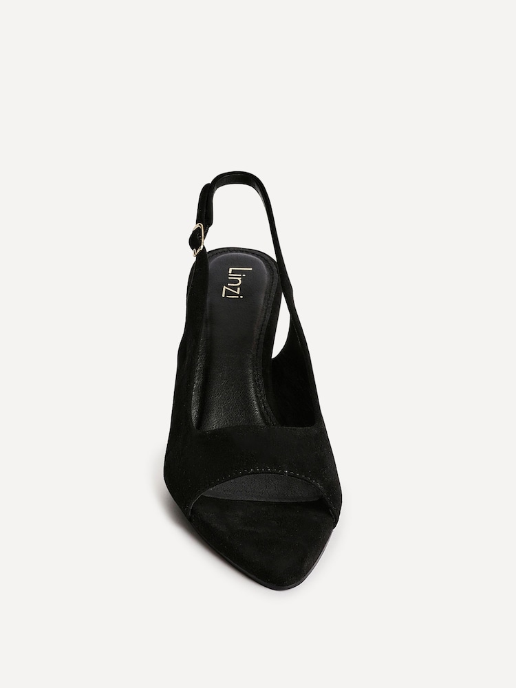Linzi Black Tokyo Slingback Peep Toe Heeled Sandals - Image 6 of 6
