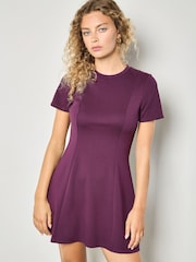 Apricot Purple Fit & Flare Ponti Dress - Image 1 of 4