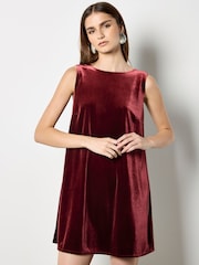 Apricot Red Big Bow Velvet Dress - Image 1 of 5