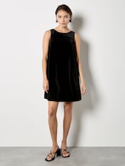 Apricot Black Big Bow Velvet Dress - Image 1 of 4