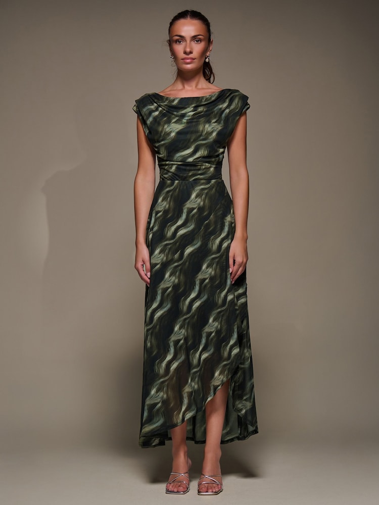 أخضر - Jolie Moi Asymmetric Draped Mesh Maxi Dress - صورة 1 من 6 أخضر - Jolie Moi Asymmetric Draped Mesh Maxi Dress - صورة 1 من 6