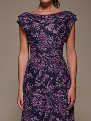 أرجواني - Jolie Moi Asymmetric Draped Mesh Maxi Dress - صورة 3 من 6