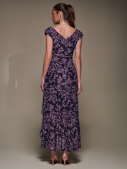 أرجواني - Jolie Moi Asymmetric Draped Mesh Maxi Dress - صورة 6 من 6