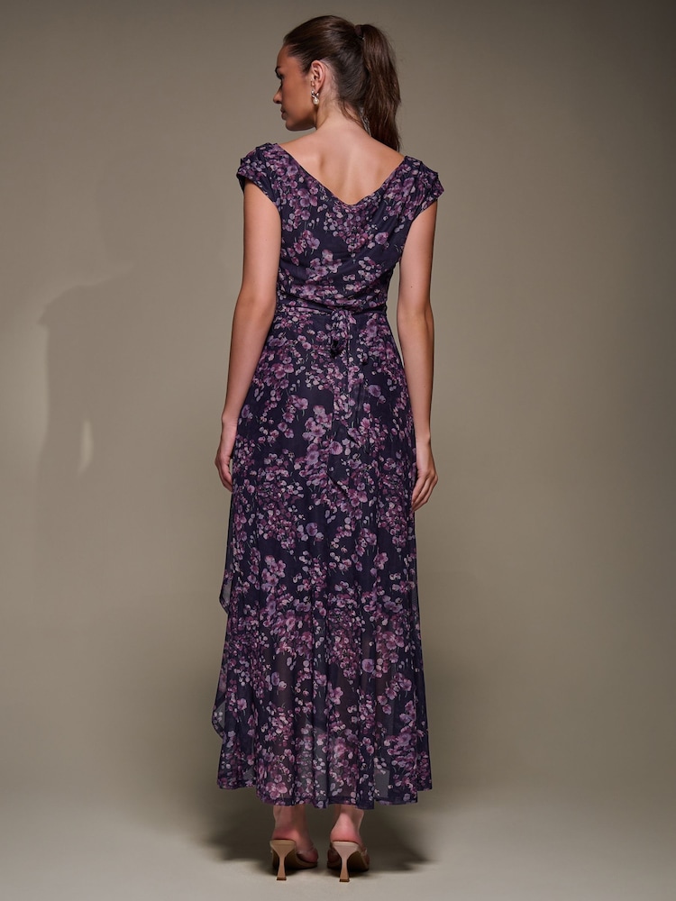 أرجواني - Jolie Moi Asymmetric Draped Mesh Maxi Dress - صورة 6 من 6 أرجواني - Jolie Moi Asymmetric Draped Mesh Maxi Dress - صورة 6 من 6