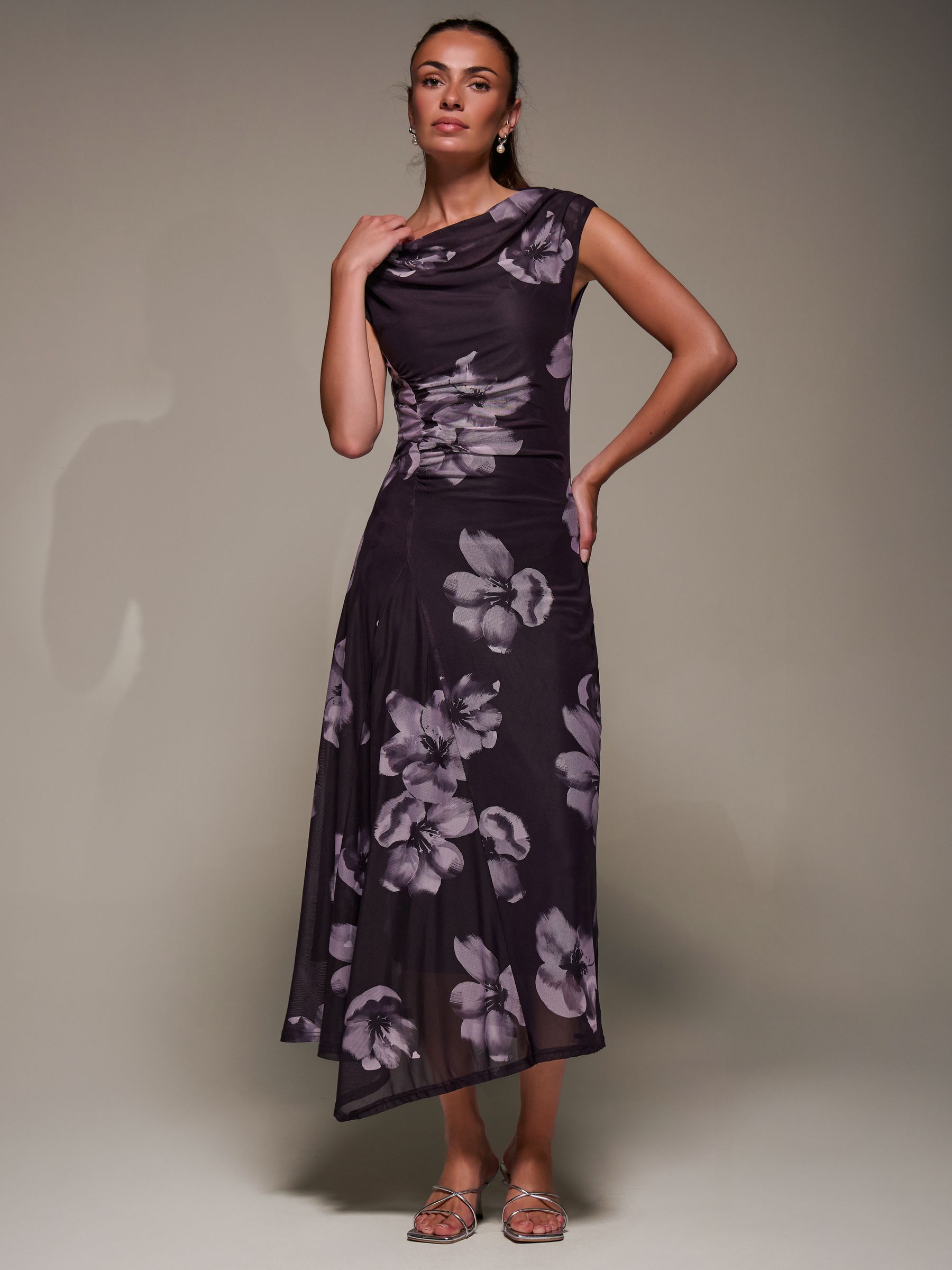 Buy Jolie Moi Purple Slash Neck Ruched Mesh Maxi Dress from the Next UK ...