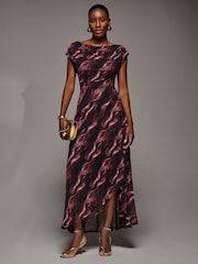 وردي - Jolie Moi Asymmetric Draped Mesh Maxi Dress - صورة 3 من 6