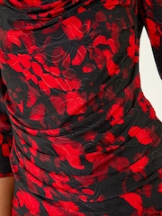 Roman Red Printed Cowl Neck Stretch Blouse - Image 5 of 5