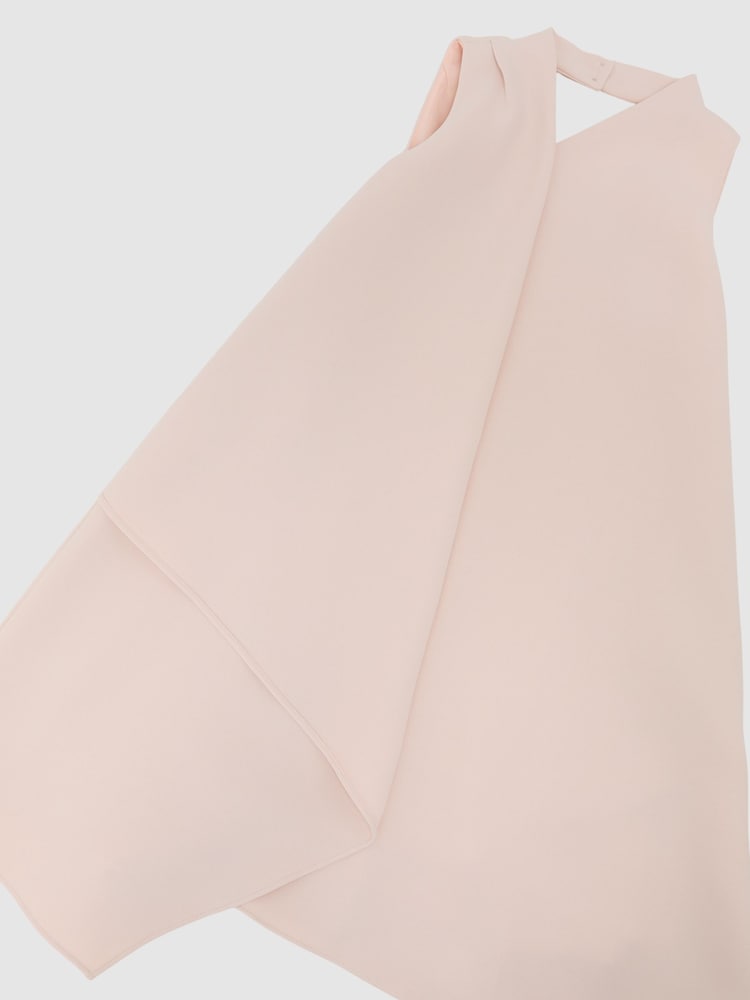 Reiss Pink Zoe Draped Sleeveless Shift Dress - Image 1 of 4