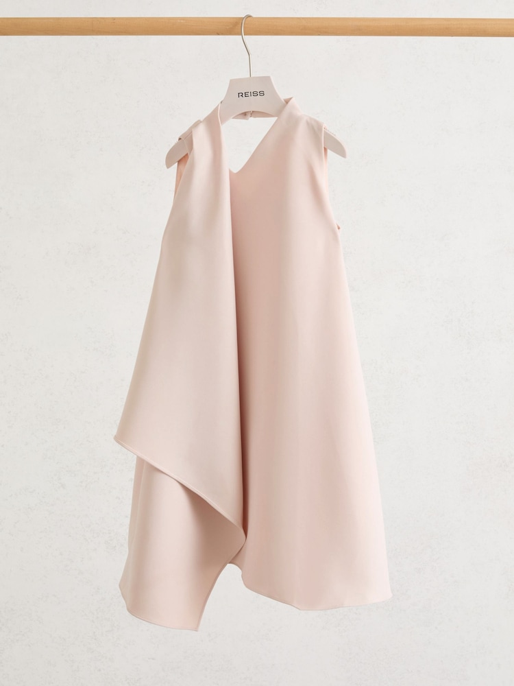 Reiss Pink Zoe Draped Sleeveless Shift Dress - Image 2 of 4