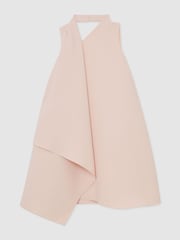 Reiss Pink Zoe Draped Sleeveless Shift Dress - Image 3 of 4