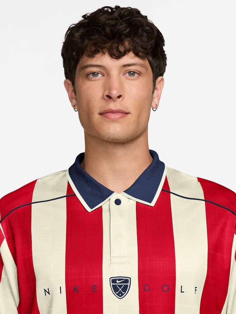 Nike Red Fairway Fresh Stripe Golf Loose Fit Polo Shirt - Image 3 of 3