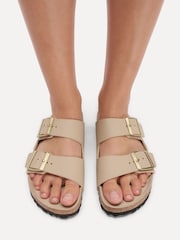 Birkenstock Sandcastle Cream Arizona Birko Flor Double Strap Sandals - Image 2 of 7