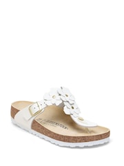 Birkenstock White Gizeh Leather Flowers Sandals - Image 2 of 4