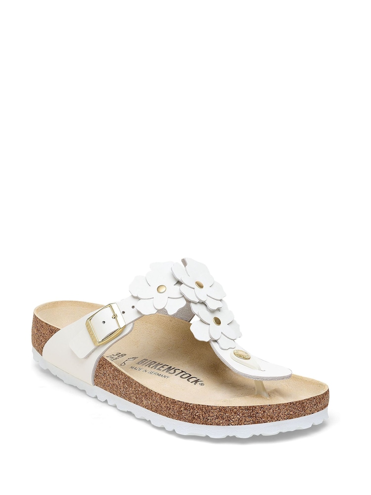 Birkenstock White Gizeh Leather Flowers Sandals - Image 2 of 4