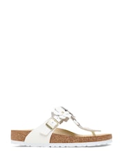 Birkenstock White Gizeh Leather Flowers Sandals - Image 3 of 4