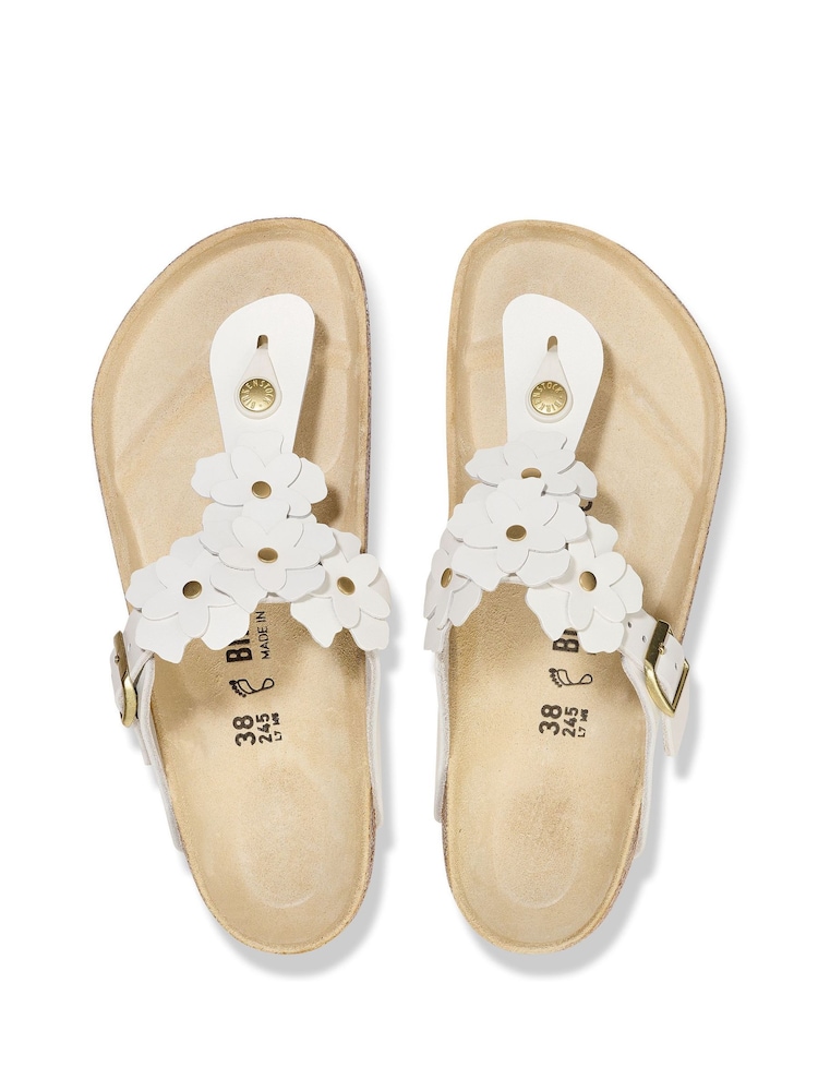 Birkenstock White Gizeh Leather Flowers Sandals - Image 4 of 4