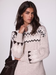 Mint Velvet Grey Graphic Knit Mini Dress - Image 4 of 8