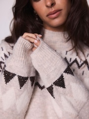 Mint Velvet Grey Graphic Knit Mini Dress - Image 5 of 8