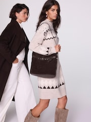 Mint Velvet Grey Graphic Knit Mini Dress - Image 6 of 8