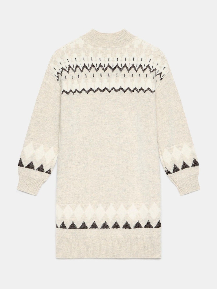 Mint Velvet Grey Graphic Knit Mini Dress - Image 8 of 8