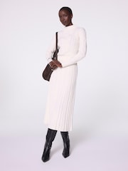 Mint Velvet White Cream Cable Knit Midi Dress - Image 2 of 8