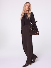 Mint Velvet Brown Tailored Wide Trousers - Image 2 of 7