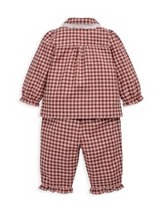 Mamas & Papas Red Lace Trim Gingham Pyjamas - Bild 3 von 5