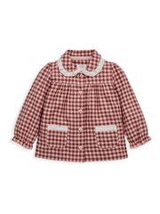 Mamas & Papas Red Lace Trim Gingham Pyjamas - Bild 4 von 5