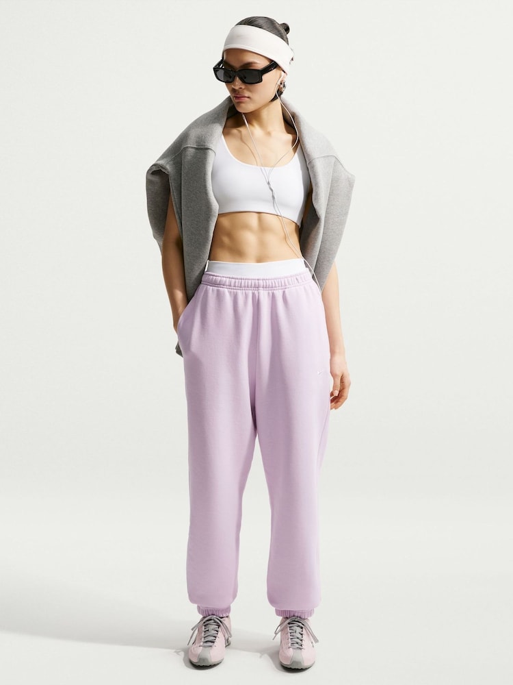 Nike Bleached Lilac Studio Fleece Oversized Cuffed Joggers - Image 2 of 5