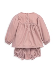 Mamas & Papas Pink Smock Velvet Dress & Bloomers - Image 7 of 8