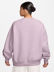 Nike Bleached Lilac Studio Fleece Oversized Crew Neck Sweat Top - Image 2 of 3