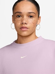 Nike Bleached Lilac Studio Fleece Oversized Crew Neck Sweat Top - Image 3 of 3