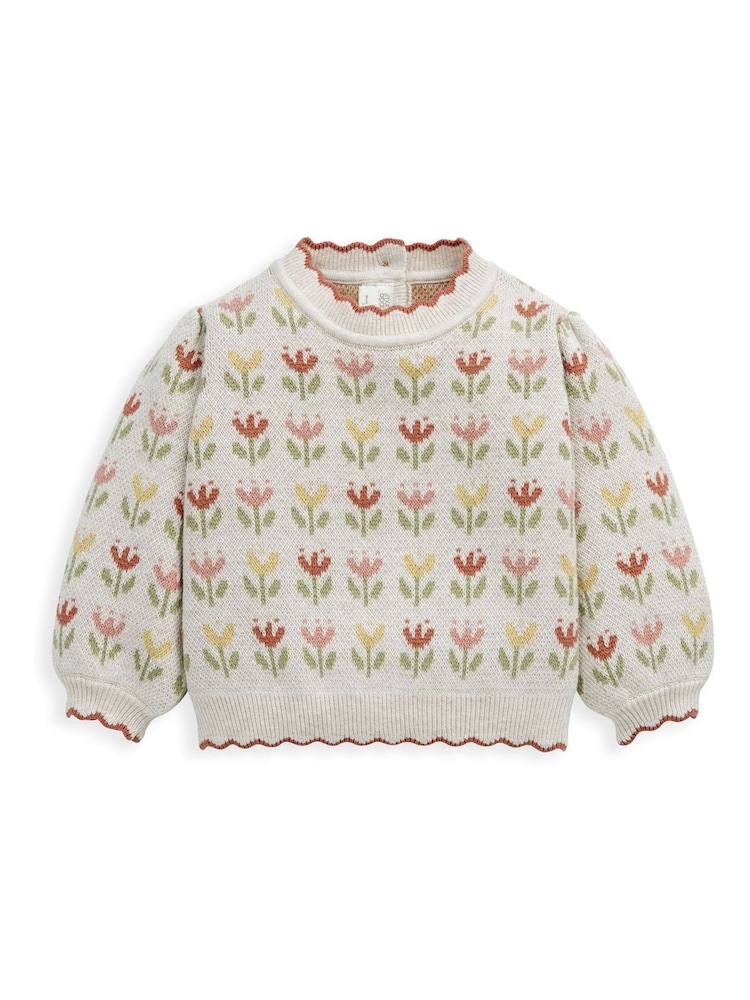 Mamas & Papas Flower Bed Knitted Brown Jumper - Image 2 of 2 Mamas & Papas Flower Bed Knitted Brown Jumper - Image 2 of 2
