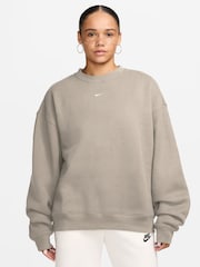 Nike Neutral Studio Fleece Oversized Crew Neck Sweat Top - Image 1 of 3