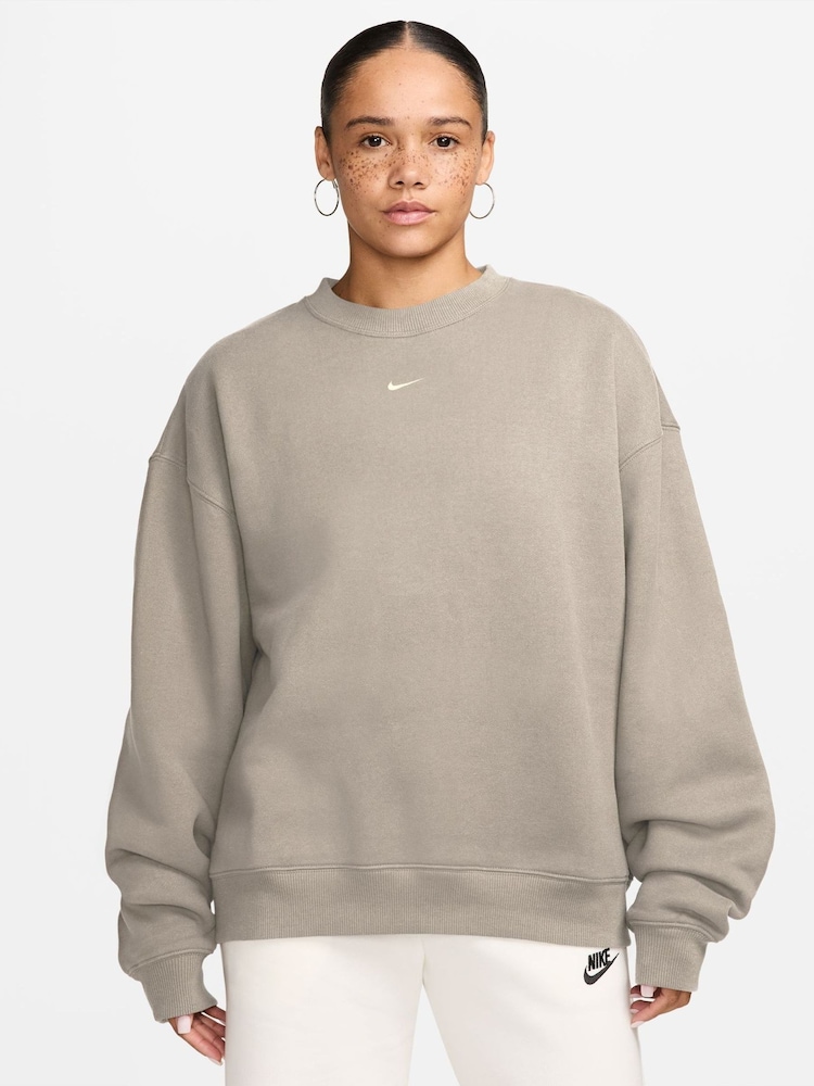 Nike Neutral Studio Fleece Oversized Crew Neck Sweat Top - Image 1 of 3 Nike Neutral Studio Fleece Oversized Crew Neck Sweat Top - Image 1 of 3