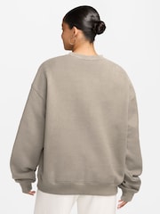 Nike Neutral Studio Fleece Oversized Crew Neck Sweat Top - Image 2 of 3
