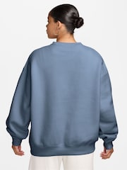 Nike Work Blue Studio Fleece Oversized Crew Neck Sweat Top - Image 2 of 3