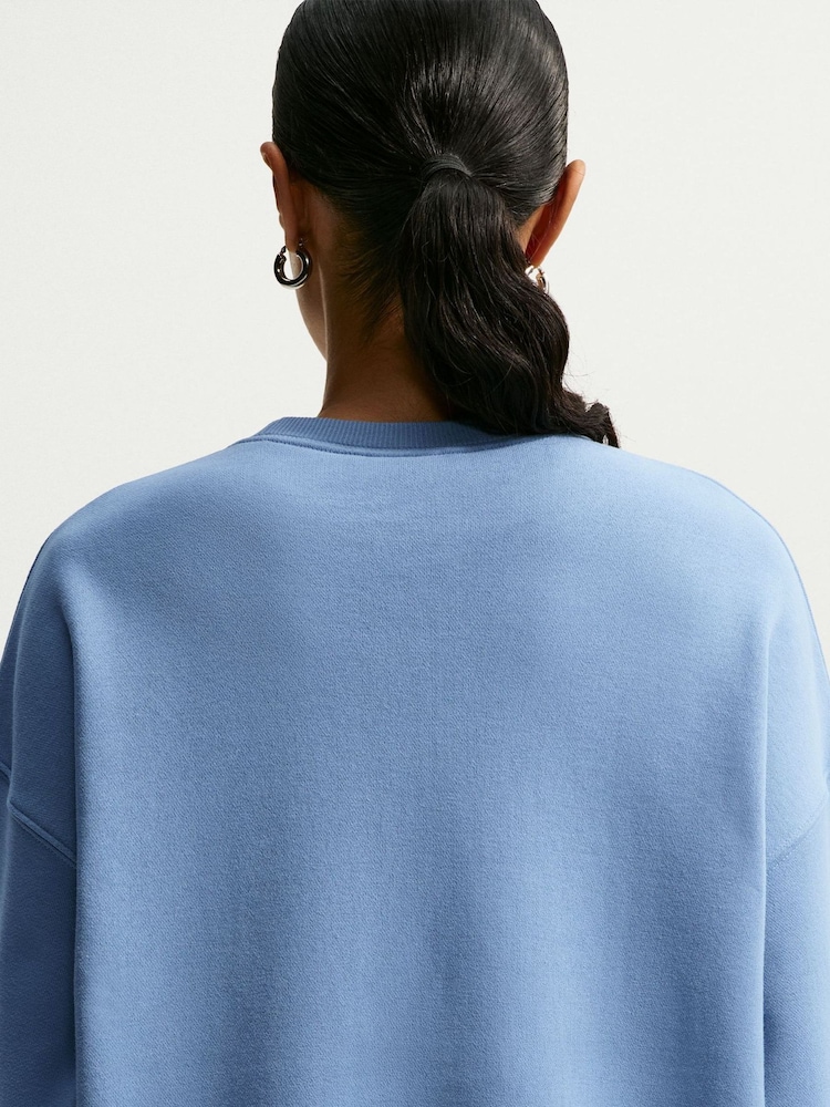 Nike Work Blue Studio Fleece Oversized Crew Neck Sweat Top - Image 5 of 5 Nike Work Blue Studio Fleece Oversized Crew Neck Sweat Top - Image 5 of 5