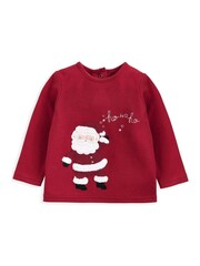 Mamas & Papas Red Chistmas Santa Jersey Pyjamas - Image 3 of 4