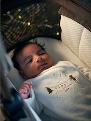 Mamas & Papas My First Christmas Velour White Sleepsuit - Image 3 of 6