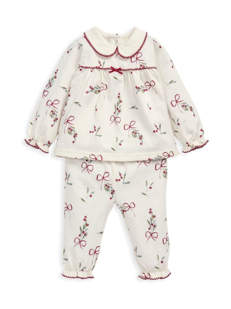 Mamas & Papas Red Mistletoe Print Christmas Pyjamas - Bild 2 von 6