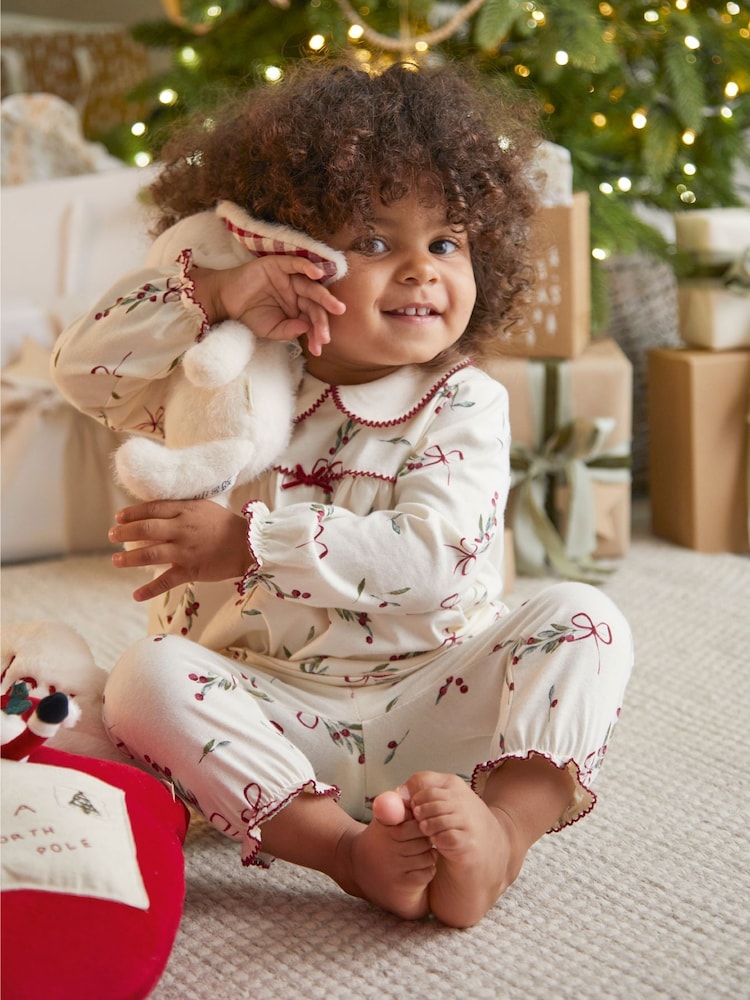 Mamas & Papas Red Mistletoe Print Christmas Pyjamas - Bild 6 von 6