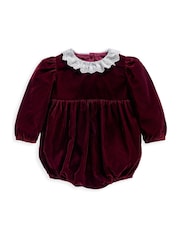 Mamas & Papas Red Velvet Romper with Lace Collar - Image 2 of 3
