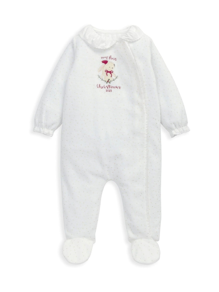 Mamas & Papas My First Christmas Bunny White Sleepsuit - Image 5 of 5
