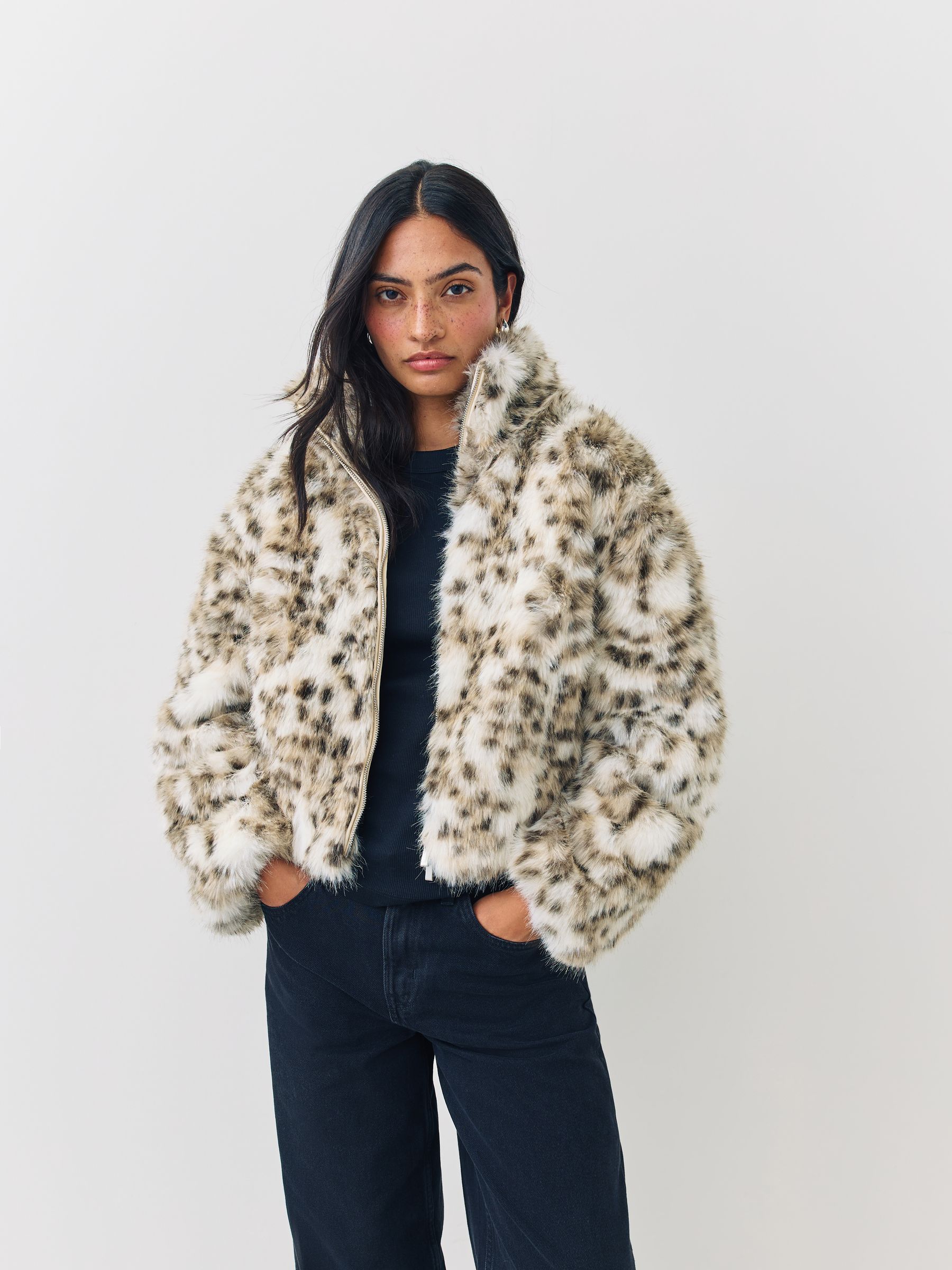Buy ONLY Animal Leopard Faux Fur Zip Up Coat from the Next UK