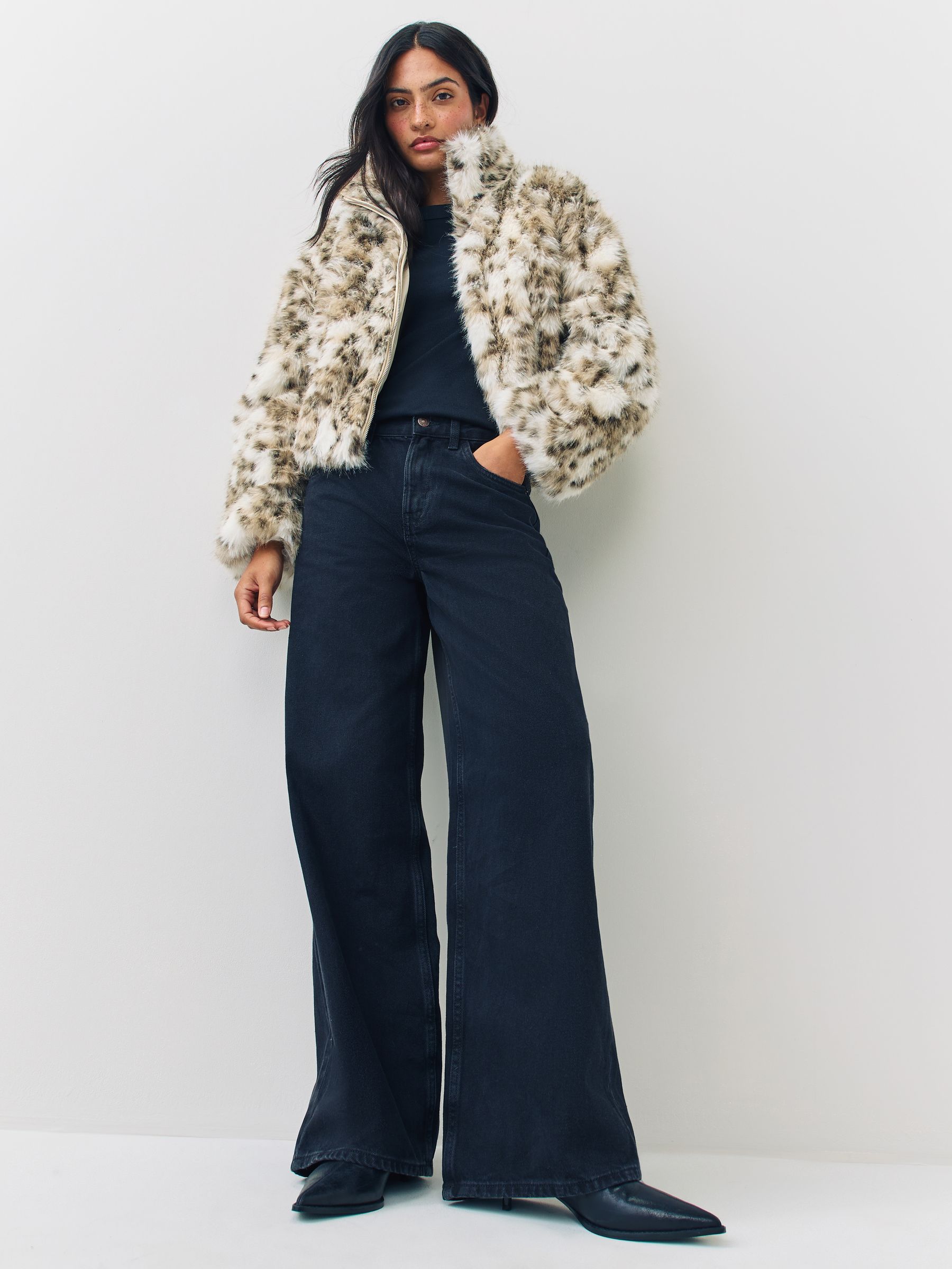 Buy ONLY Animal Leopard Faux Fur Zip Up Coat from the Next UK