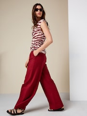 Brown/Ecru Zebra Print Tie Front Short Sleeve V-Neck Top - Image 3 of 9