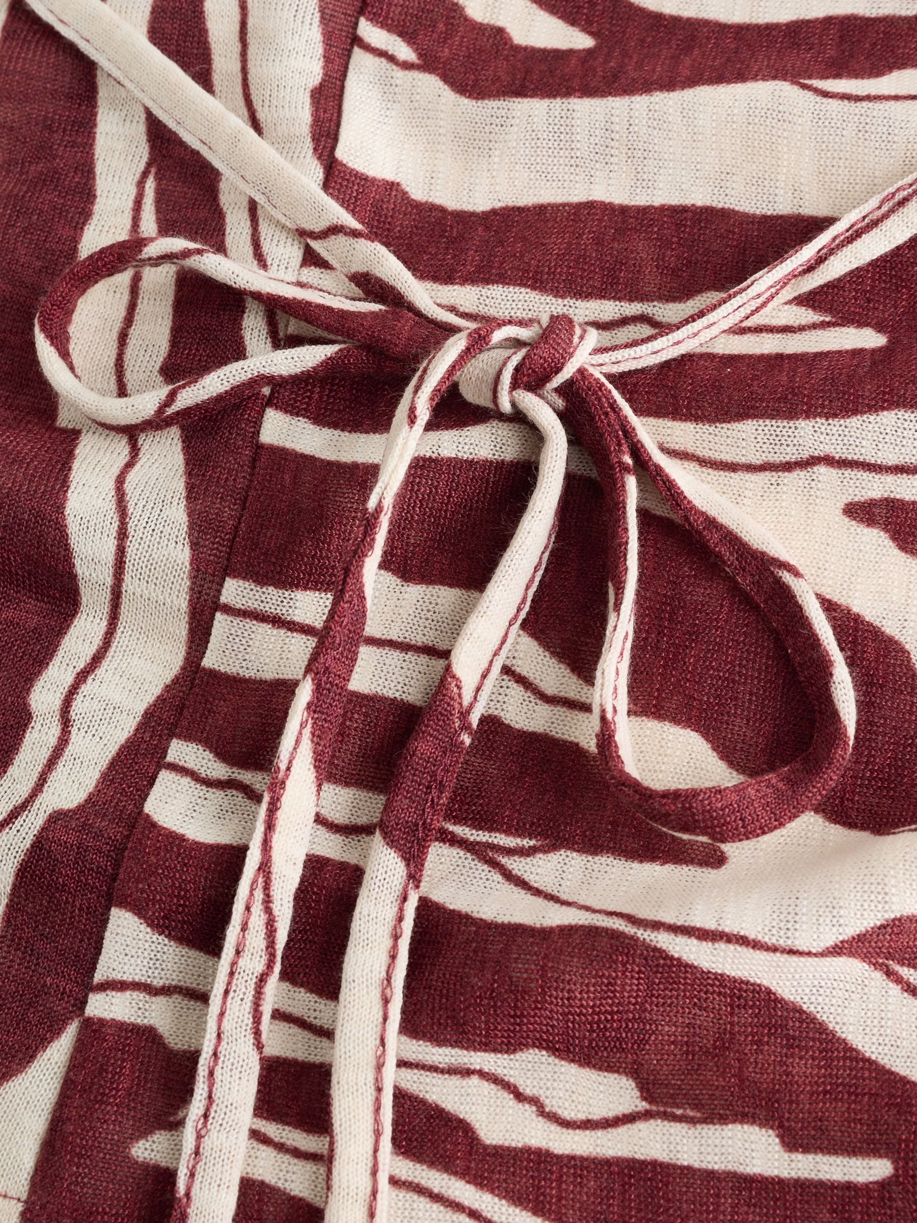 Buy Brown/Ecru Zebra Print Tie Front Draped Short Sleeve Top from