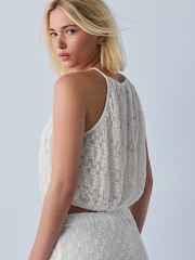 Ecru Sleeveless Lace Halter Neck Top - Image 3 of 8